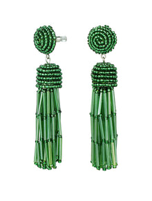  Tassel Beaded Earrings in Green