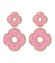  Double Flower Earrings in Light Pink