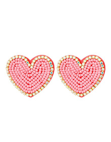  Pink Beaded Earrings with Rhinestones