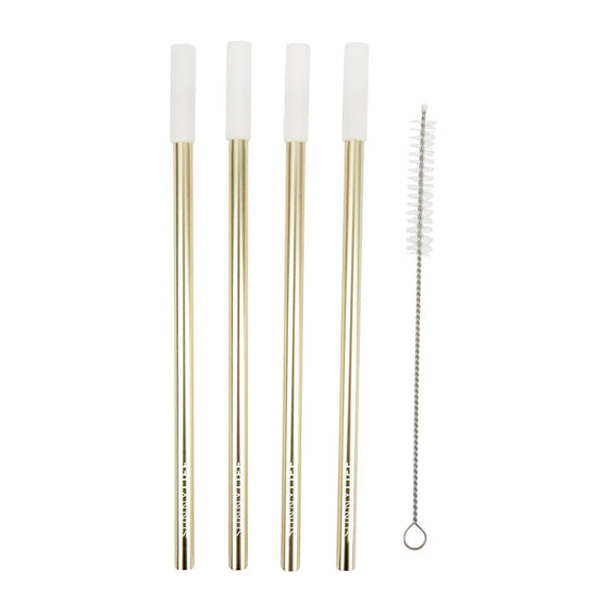 Reusable metal and silicone straws - Sunnylife