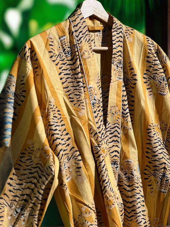 Yellow Tiger Kimono and Tote Bag Combo