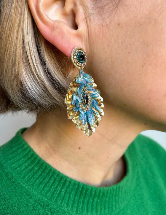 Sequin feather earrings - Sixton London ni