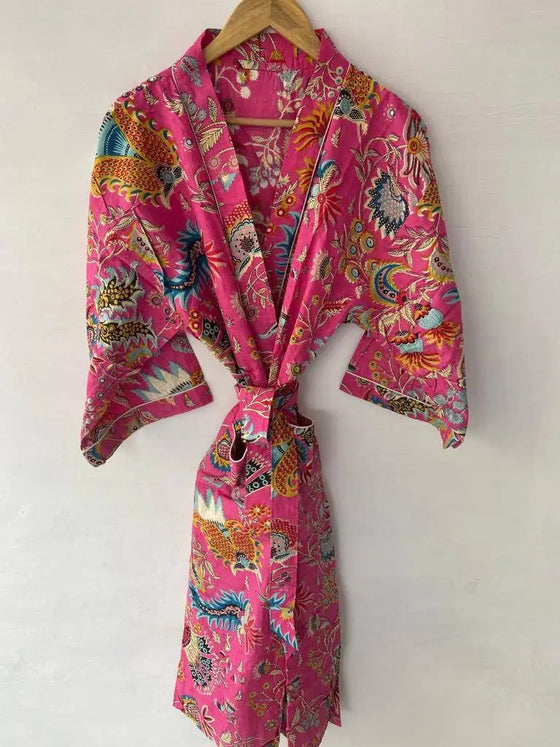 Indisk Bomull Kimono Robe