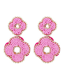  Double Flower Earrings in Pink Fuchsia