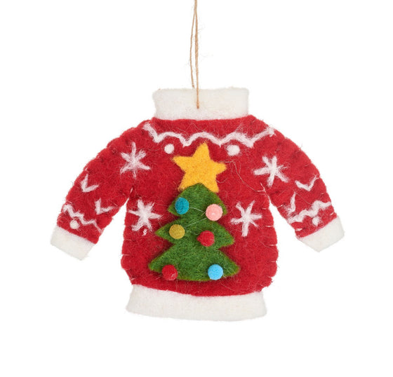 Red Christmas Jumper Felt Decoration