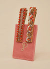 Narrow Jewelled Hair Bar - Set of 2 - Coral Ovals & Beads