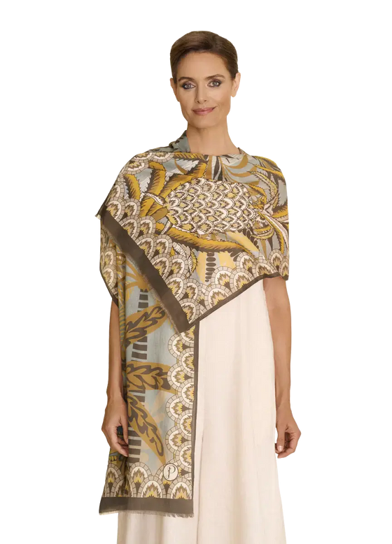 Patterned Palms Cotton Scarf