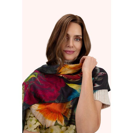 Wool Wraparound Opulant Florals Chocolate