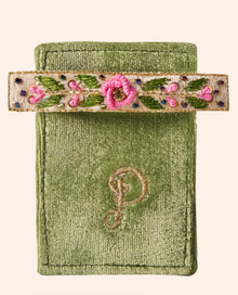  Embroidered Barette Mint Floral