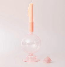  Pink candle holder in glass