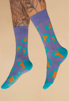  Men's Leopard Print Socks - Lavender