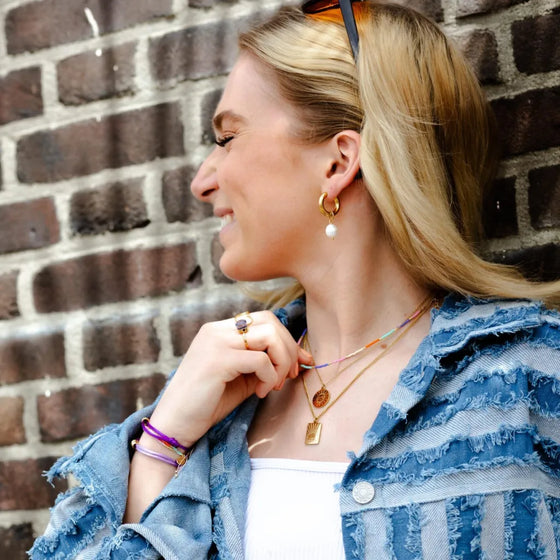Wide Hoop Earrings With XL Freshwater Pearl