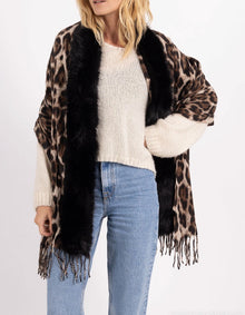  Leopard Print Scarf Faux Fur