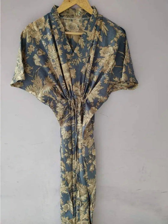 Indisk Blommig Tryck Kaftan Klänning