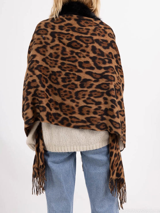 Leopard Print Scarf Faux Fur