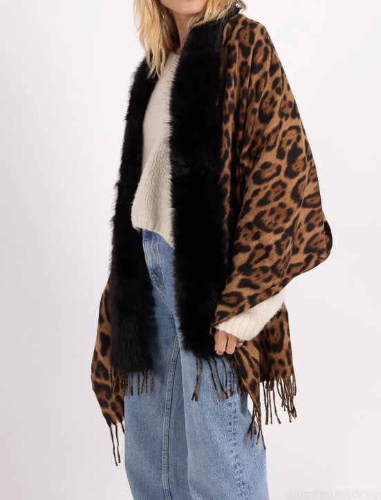 Leopard Print Scarf Faux Fur