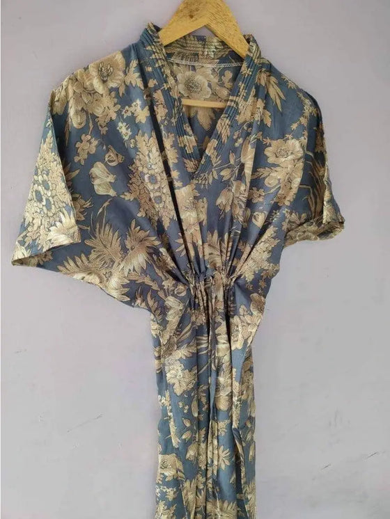 Indisk Blommig Tryck Kaftan Klänning