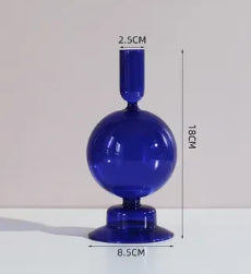 Candle holder in blue glass