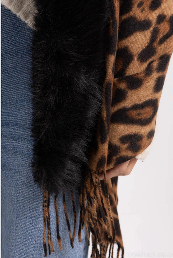 Leopard Print Scarf Faux Fur