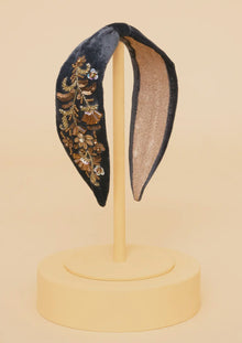  Velvet headband with golden wildflowers - Powder Design
