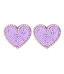  Lilac Beaded Earrings with Rhinestones