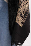 Paisley Scarf Cape Faux Fur