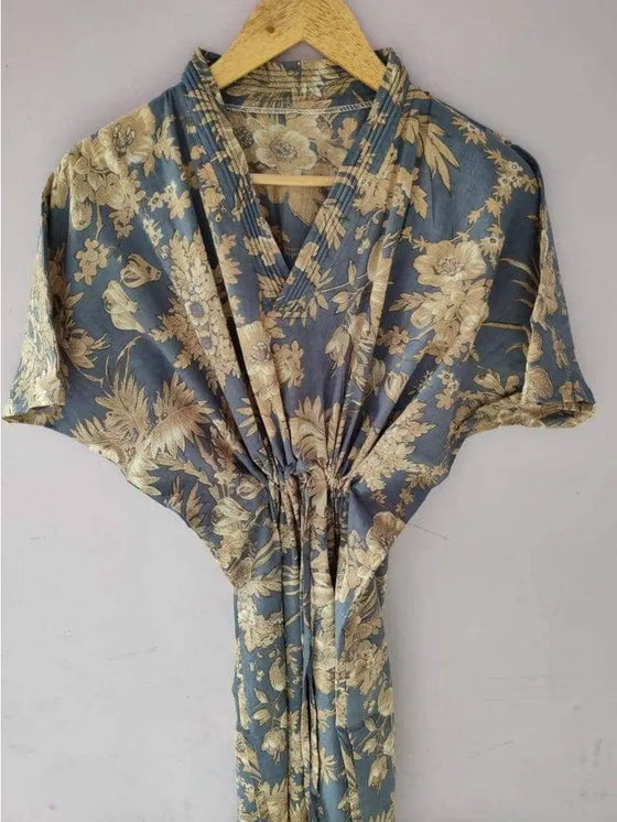 Indisk Blommig Tryck Kaftan Klänning