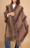 Fringed Poncho Faux Fur