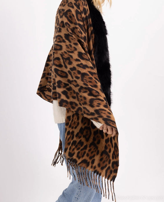 Leopard Print Scarf Faux Fur