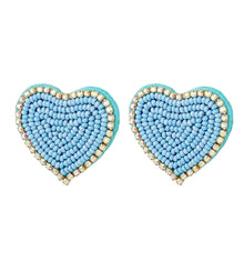  Blue Beaded Earrings with Rhinestones