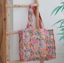  Blocktryck axelväska Peach Pink