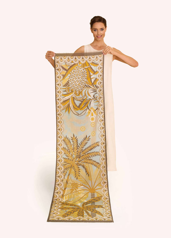 Patterned Palms Cotton Scarf