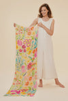 100% Linen Watercolour Wildflowers Scarf