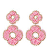 Double Flower Earrings in Light Pink