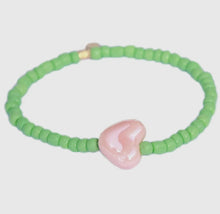  Pink and Green Stoneheart Bracelet