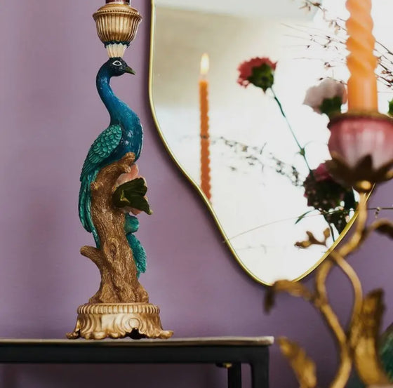 Shy Peacock Candle Holder