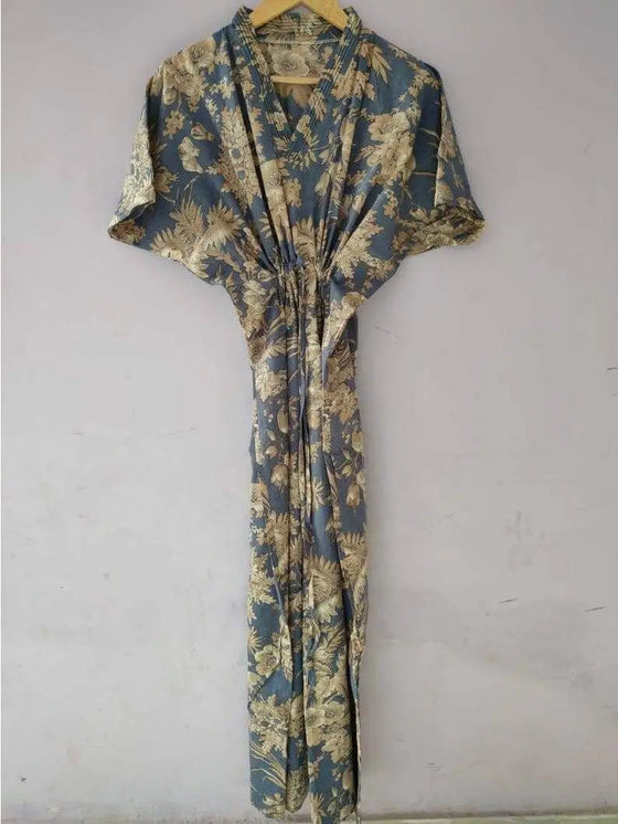 Indisk Blommig Tryck Kaftan Klänning