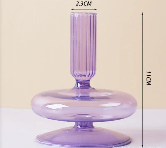 Purple candle holder in glass