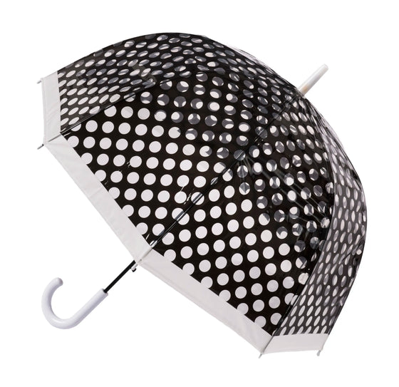 Clear Dome Umbrella With Black Polka Dots From The Soake Collection