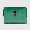 Marine/Green  Velvet Makeup Bag - Large