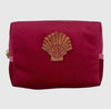 Pink Make-up bag & Orange Shell Brooch