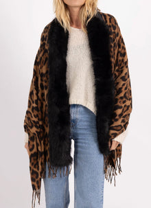  Leopard Print Scarf Faux Fur