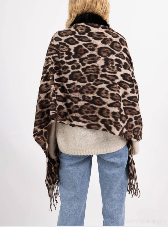 Leopard Print Scarf Faux Fur