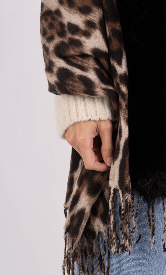Leopard Print Scarf Faux Fur