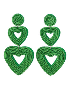  Double Heart Earrings in Green