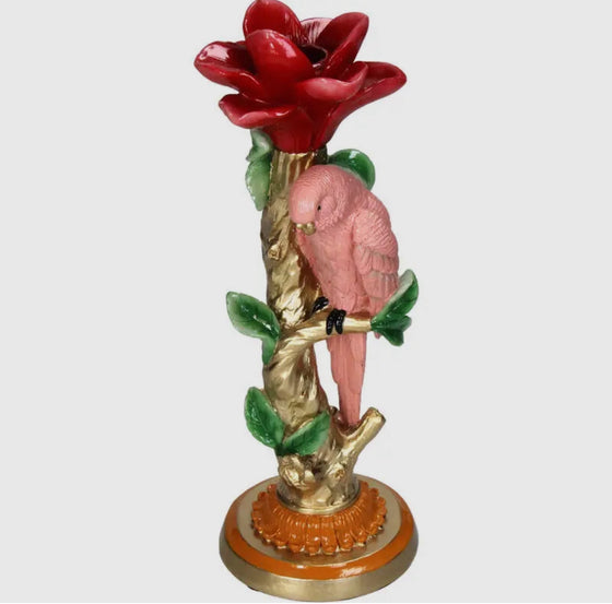Pink Parrot Candle Holder