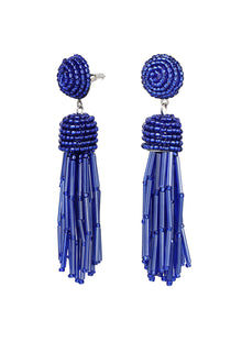  Tassel Beaded Earrings in Blue