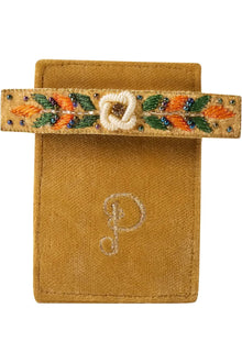  Embroidered Barette Mustard Floral