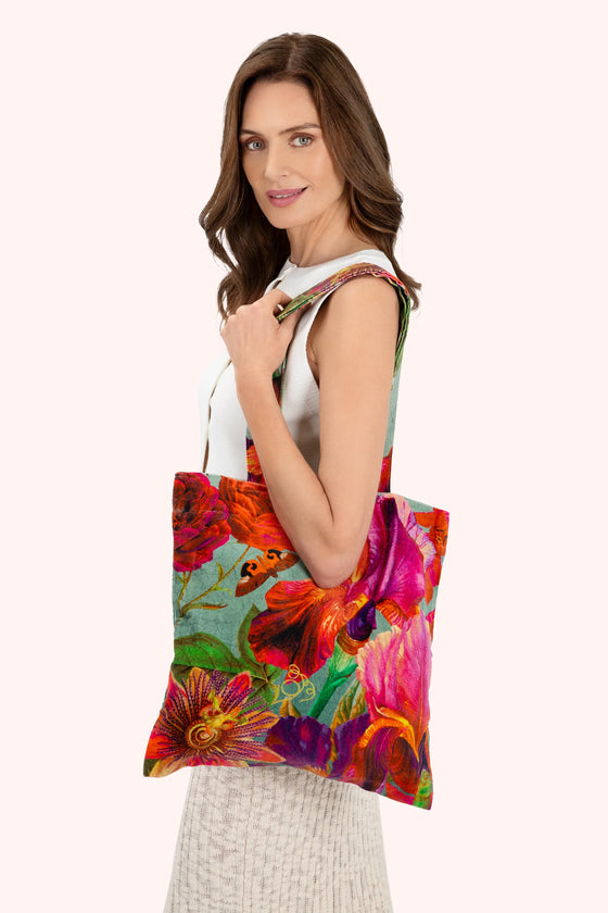 Velvet Tote Bag Winter Iris
