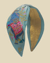 Satin Embroidered Headband - Elephant in Cornflower